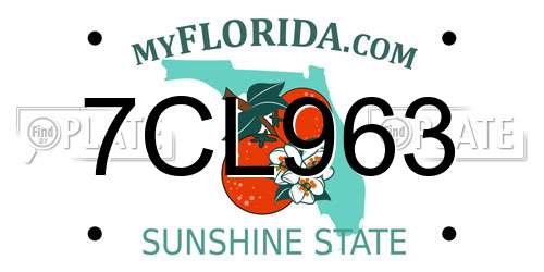 7CL963 Florida License Plate