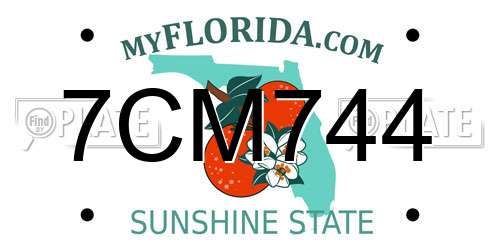 7CM744 Florida License Plate