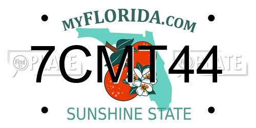 7CMT44 Florida License Plate