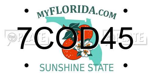 7COD45 Florida License Plate