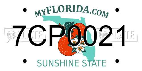 7CP0021 Florida License Plate