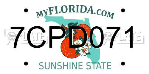 7CPD071 Florida License Plate