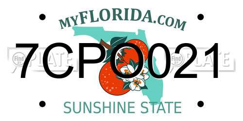 7CPO021 Florida License Plate