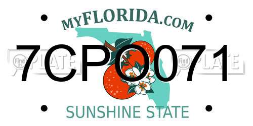 7CPO071 Florida License Plate