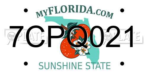 7CPQ021 Florida License Plate