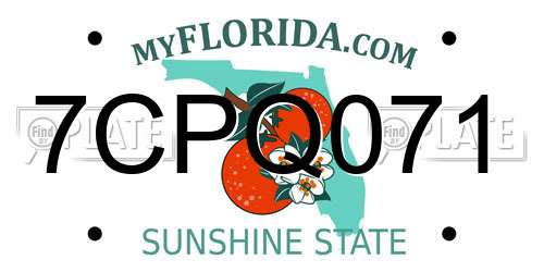 7CPQ071 Florida License Plate