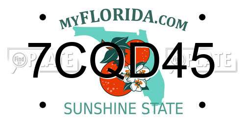 7CQD45 Florida License Plate