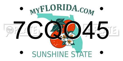 7CQO45 Florida License Plate