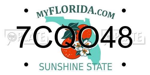 7CQO48 Florida License Plate