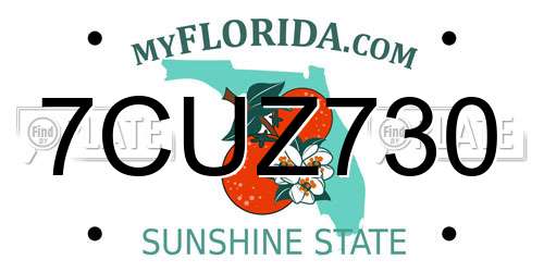 7CUZ730 Florida License Plate