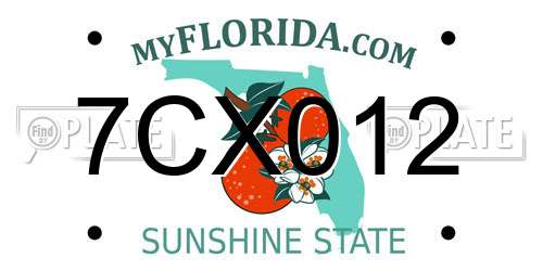 7CX012 Florida License Plate