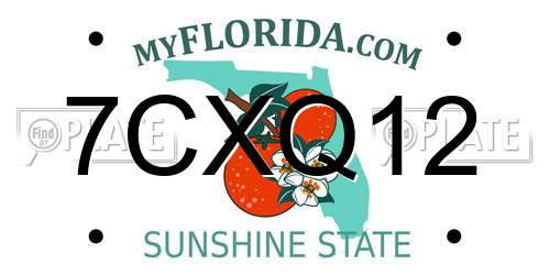 7CXQ12 Florida License Plate