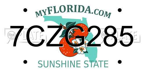 7CZG285 Florida License Plate