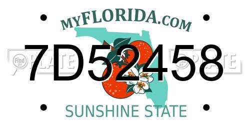 7D52458 Florida License Plate