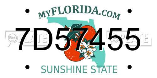 7D57455 Florida License Plate