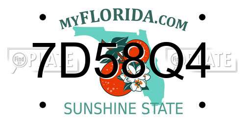 7D58Q4 Florida License Plate