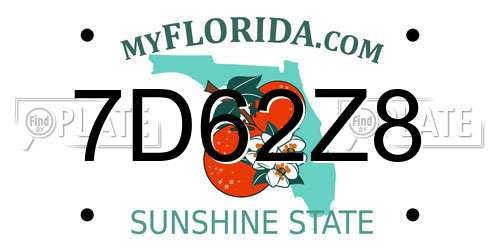 7D62Z8 Florida License Plate