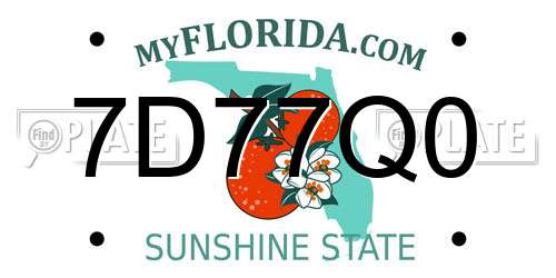 7D77Q0 Florida License Plate