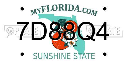 7D88Q4 Florida License Plate