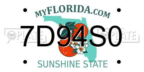 7D94S0 Florida License Plate