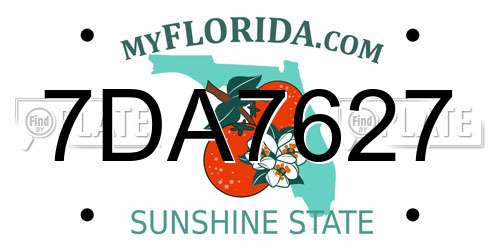 7DA7627 Florida License Plate