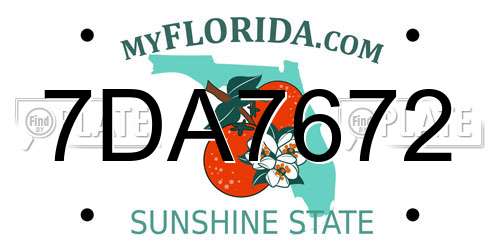 7DA7672 Florida License Plate