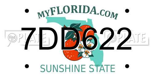 7DD622 Florida License Plate