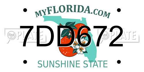 7DD672 Florida License Plate