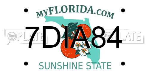 7DIA84 Florida License Plate