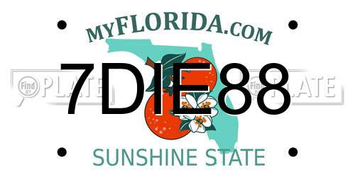 7DIE88 Florida License Plate