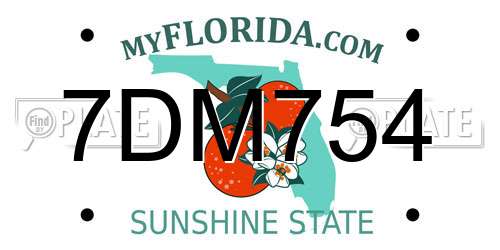 7DM754 Florida License Plate