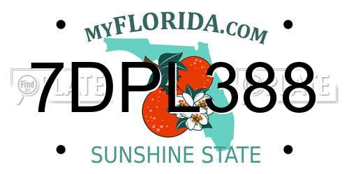 7DPL388 Florida License Plate