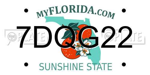 7DQG22 Florida License Plate