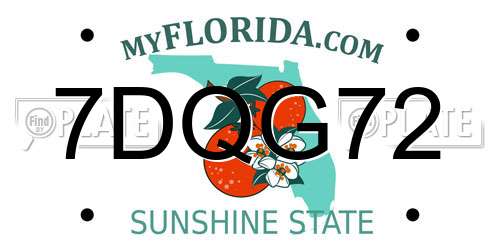 7DQG72 Florida License Plate