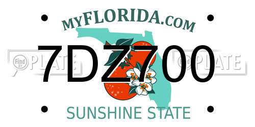 7DZ700 Florida License Plate