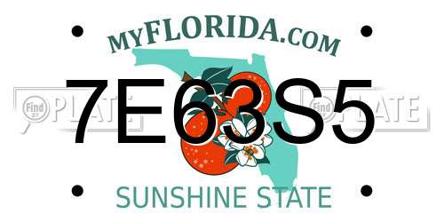 7E63S5 Florida License Plate