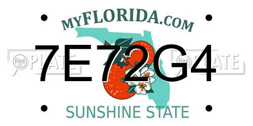 7E72G4 Florida License Plate