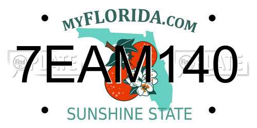 7EAM140 Florida License Plate
