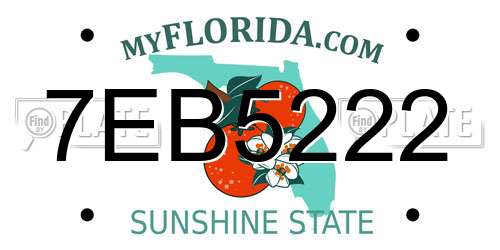 7EB5222 Florida License Plate