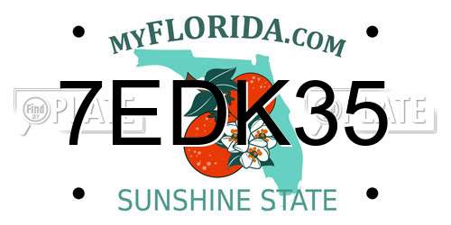 7EDK35 Florida License Plate