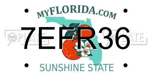 7EFR36 Florida License Plate