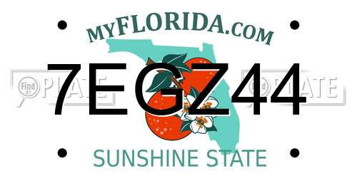 7EGZ44 Florida License Plate