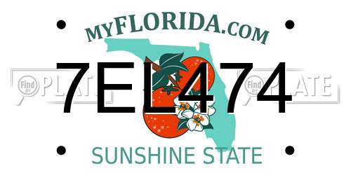 7EL474 Florida License Plate