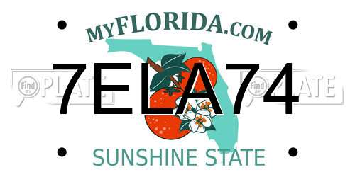 7ELA74 Florida License Plate