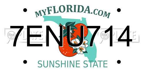 7ENU714 Florida License Plate