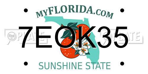 7EOK35 Florida License Plate