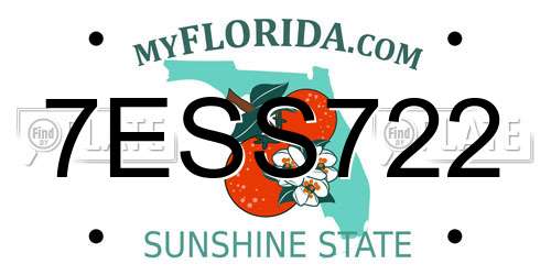 7ESS722 Florida License Plate