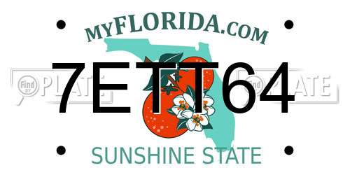 7ETT64 Florida License Plate