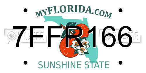 7FFR166 Florida License Plate