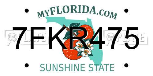 7FKR475 Florida License Plate